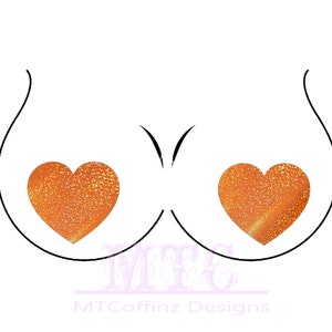 Orange Holographic Glitter Shiny Heart Pasties Nipple Covers Body Stickers Unisex Rave Festival Dance Stick On MTcoffinz