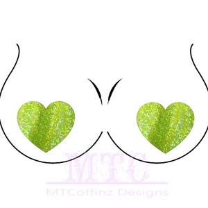 Neon Yellow Holographic UV reactive Glitter Heart Pasties Nipple Covers Body Stickers Unisex Rave Festival Dance Stick On MTcoffinz