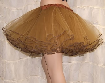 Sewn Tutu Antique Gold Brown Piped Costume TuTu Crinoline Skirt Dance MTCoffinz --- Adult All Sizes