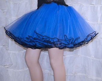 Royal Blue and Black Piped Costume TuTu Crinoline Skirt MTCoffinz --- Adult All Sizes