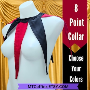 May include: A red and black 8-point collar with a pointed design. Choose your colors. MTCoffinz.ETSY.COM
