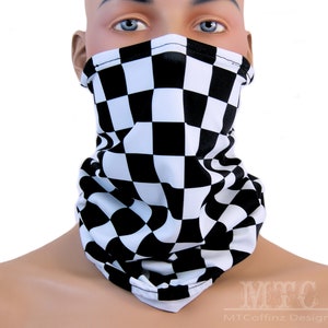 Racer Checks Checkerboard Festival dust mask bandit mask man playa mask rave outfits scarf unisex - MTCoffinz