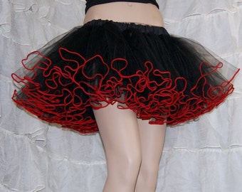 Black Red Piped Costume TuTu Crinoline Skirt MTCoffinz --- Adult All Sizes