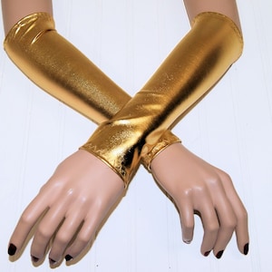 Shiny Gold Foil Arm Warmers Gloves MTCoffinz