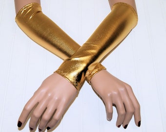 Shiny Gold Foil Arm Warmers Gloves MTCoffinz