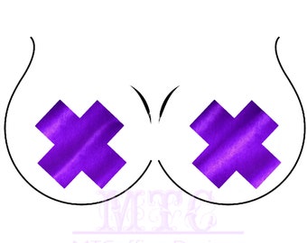 Purple Velvet X Pasties Nipple Covers Body Stickers Unisex Rave Festival Dance Stick On MTcoffinz