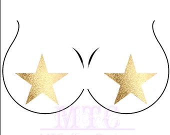 Metallic Liquid Gold 14k Metal Shiny  Star Pasties Nipple Covers Body Stickers Unisex Rave Festival Dance Stick On MTcoffinz