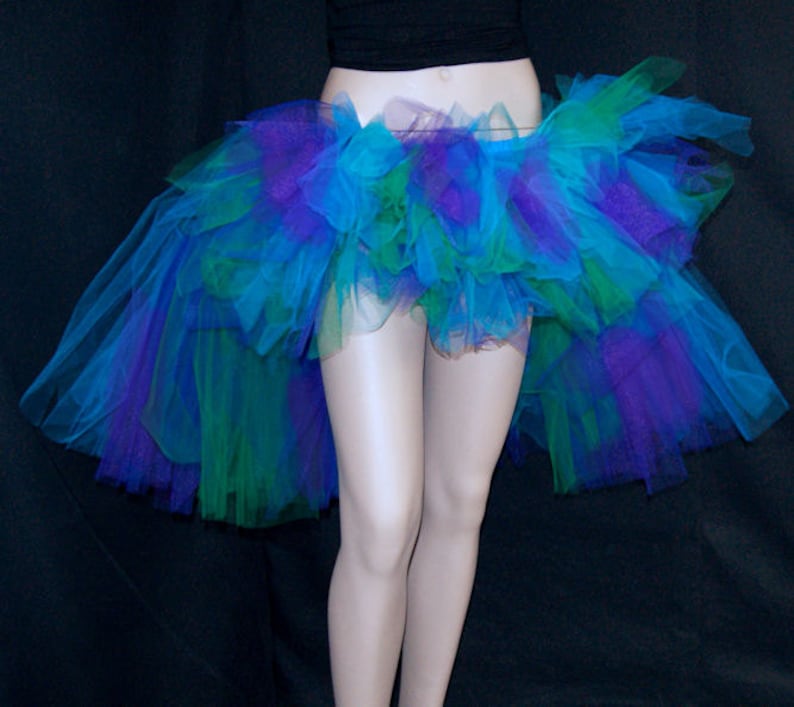Teal Turquoise Purple Peacock Feather Trashy Bustle TuTu All Sizes MTCoffinz image 4