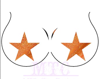 Orange Holograhic Glitter Star Flash Bulb Pasties Nipple Covers Body Stickers Unisex Rave Festival Dance Stick On MTcoffinz