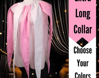 Extra Long Clowncore Pointed Jester Costume Collar Custom Two Color Clown Neck Ruff Pierrot Cosplay Halloween Circus Theatrical Adult Unisex