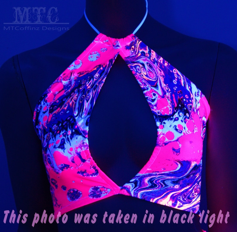 Keyhole Trippy Neon Pink Acid Trippy Psychedelic UV Reactive Keyhole Key Hole Corset ...