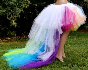 Wedding LGBTQ  pride Rainbow Train  Bride Brides Bustle Tulle Formal Skirt All Sizes MTCoffinz love is love