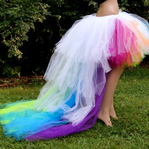 Wedding LGBTQ  pride Rainbow Train  Bride Brides Bustle Tulle Formal Skirt All Sizes MTCoffinz love is love