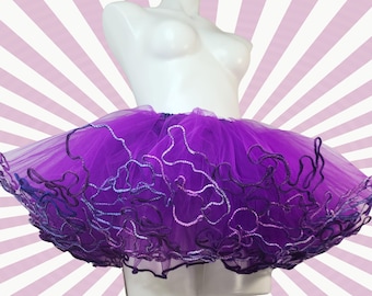 Bright Purple Adult Tutu Variegated Hem Layered Ruffle Tutu Costume Cosplay Birthday Party Color Run Crinoline Skirt MTCoffinz Choose Length
