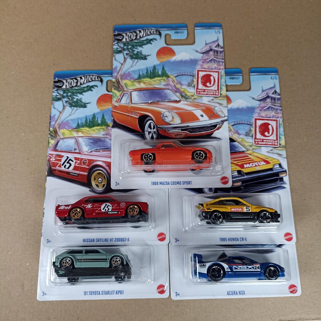 Japan Imports Hot Wheels Diecast Full Set of 5 Cars - 1/64 Japan Imports Hot Wheels Diecast Full Set of 5 Cars - 1/64