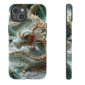 Elegant Jade Dragon Phone Case for iPhone, Samsung Galaxy, Google Pixel / Protective Tough Case / Tough Cases