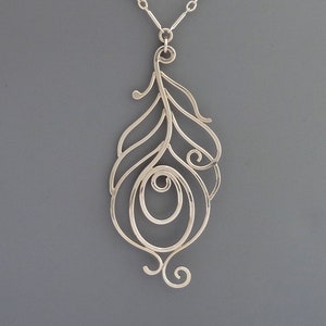 Sterling silver handmade peacock necklace, Rachel Wilder Handmade Jewelry