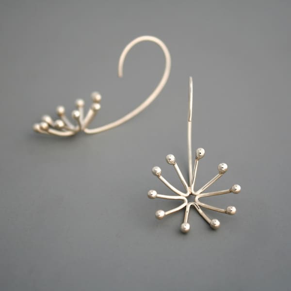 Sterling silver flower bud earrings, Rachel Wilder handmade Jewelry