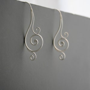 Sterling silver spiral vine earrings, Rachel Wilder Handmade Jewelry image 3