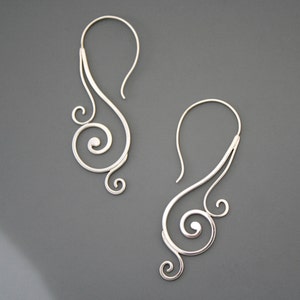 Sterling silver spiral vine earrings, Rachel Wilder Handmade Jewelry