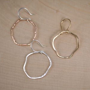 Small Organic Hoop Earrings Available in Yellow or Rose Gold - Etsy