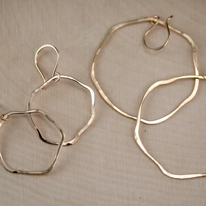 Small Organic Hoop Earrings Available in Yellow or Rose Gold - Etsy