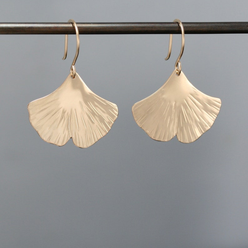 14k Gold filled ginkgo leaf earrings sterling silver ginkgo Etsy