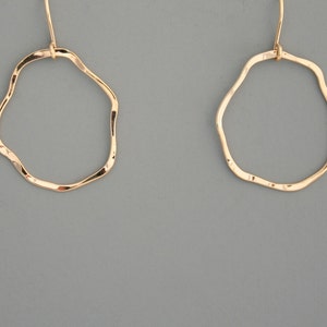 Small Organic Hoop Earrings Available in Yellow or Rose Gold - Etsy