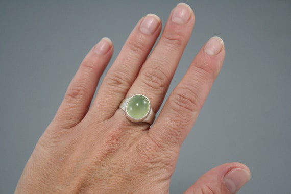 Prehnite Cabochon Sterling Silver Ring