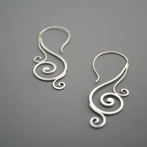 Sterling silver spiral vine earrings, Rachel Wilder Handmade Jewelry image 2