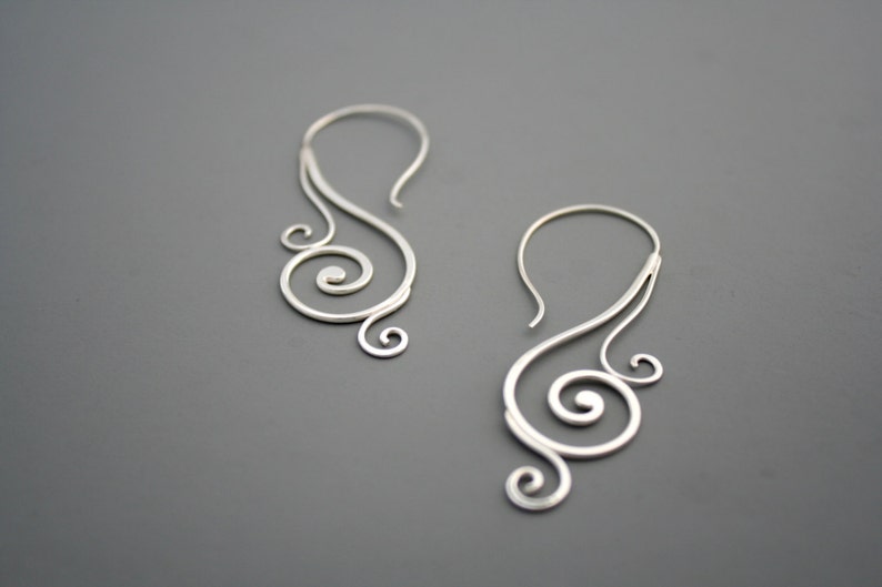 Sterling silver spiral vine earrings, Rachel Wilder Handmade Jewelry image 2