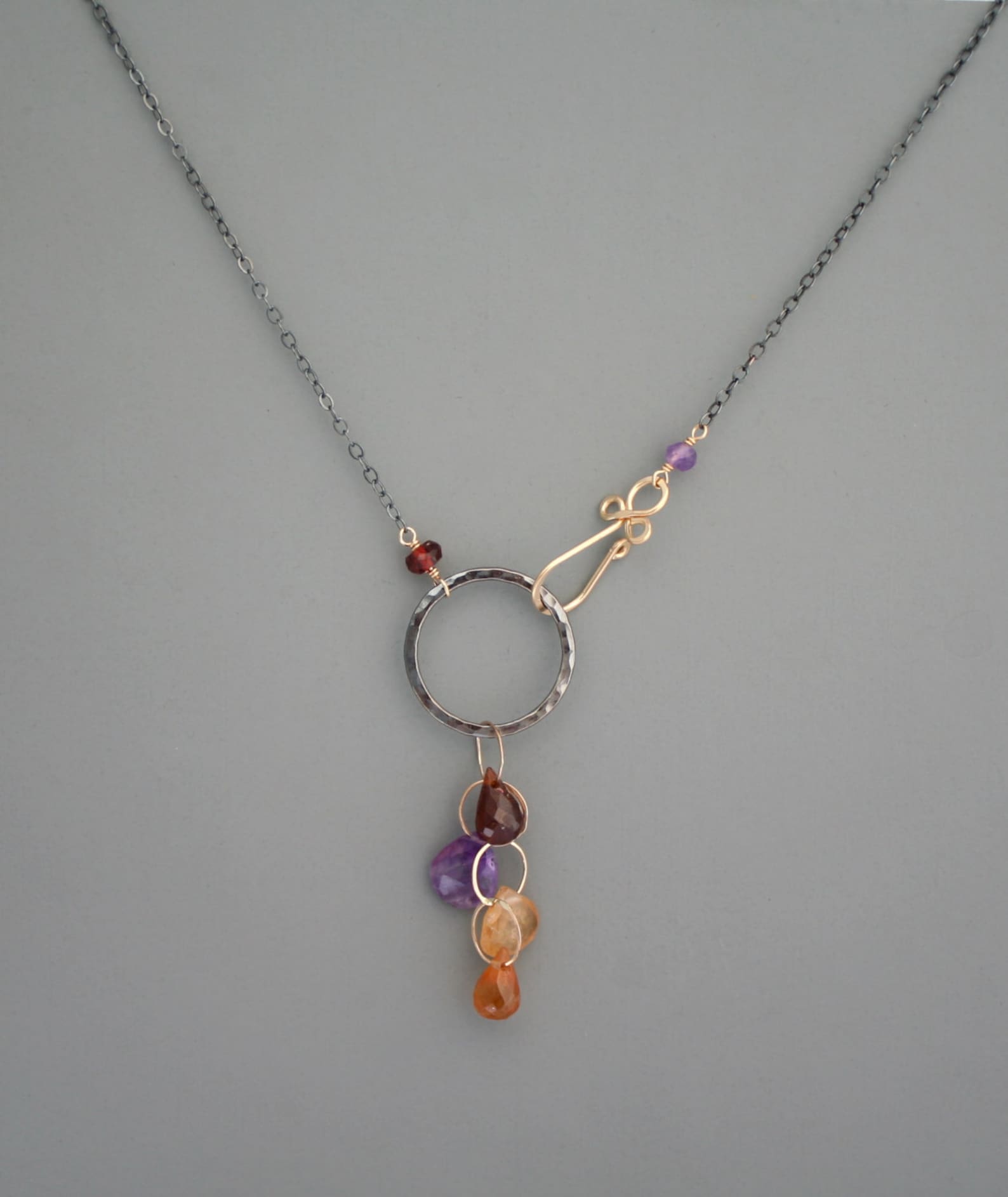 Multi Gemstone Pendant With Mixed Metals and Warm Stones Etsy