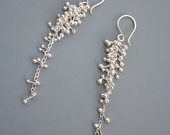 E311 sterling silver bubbles cluster drop earrings, Rachel Wilder Handmade Jewelry E311