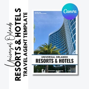Plantilla de guía de hoteles de Universal Orlando / Planificador de clientes de Canva para agentes de viajes / Comparativa de resorts de Universal (editable) / Actualizaciones GRATUITAS