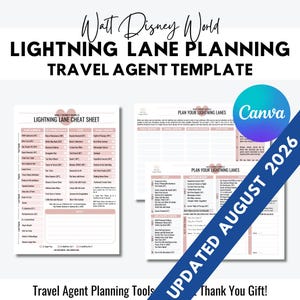 WDW Lightning Lane Spickzettel & Planungsseiten – Reisebüro-Ressourcen – Dankeschön-Geschenk – Kostenlose Updates für 1 Jahr – Aktualisiert im August 2026