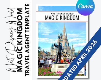 Guía de Magic Kingdom - Plantilla editable de Canva para agentes de viajes de WDW - Atracciones, restaurantes, entretenimiento - Actualizaciones gratuitas durante 1 año - Actualizado en abril de 2026