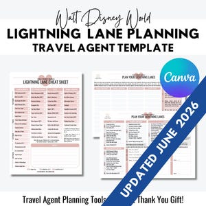 WDW Lightning Lane Cheat Sheet & Planning Pages - Travel Agent Resources  - Thank You Gift - FREE updates for 1 year - Updated June 2026