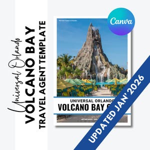 Plantilla de guía de Volcano Bay / Planificador de clientes de Canva para agentes de viajes / Guía del parque acuático Universal Orlando / Actualizaciones gratuitas