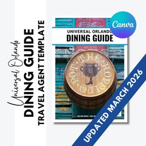 Universal Orlando Dining Guide Template | Travel Agent Canva Client Planner | Restaurants, Mobile Order & CityWalk | FREE Updates