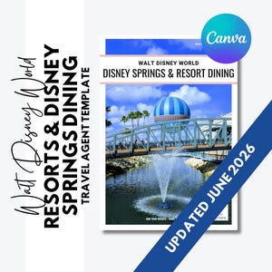 DisneyWorld Disney Springs & Resort Hotels Dining Guide - bewerkbare sjabloon reisbureaus - 1 jaar GRATIS updates - bijgewerkt in juni 2026
