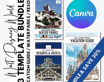 Pack de 3 modèles modifiables DisneyWorld - Planificateur de vacances, parcs aquatiques, complexes hôteliers et hôtels | Mises à jour gratuites pendant 1 an | Mise à jour : juin 2026