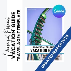 Modèle Universal Orlando Guide Canvas | Planificateur client agent de voyages | Universal Studios, Islands of Adventure, Epic Universe | Mises à jour GRATUITES