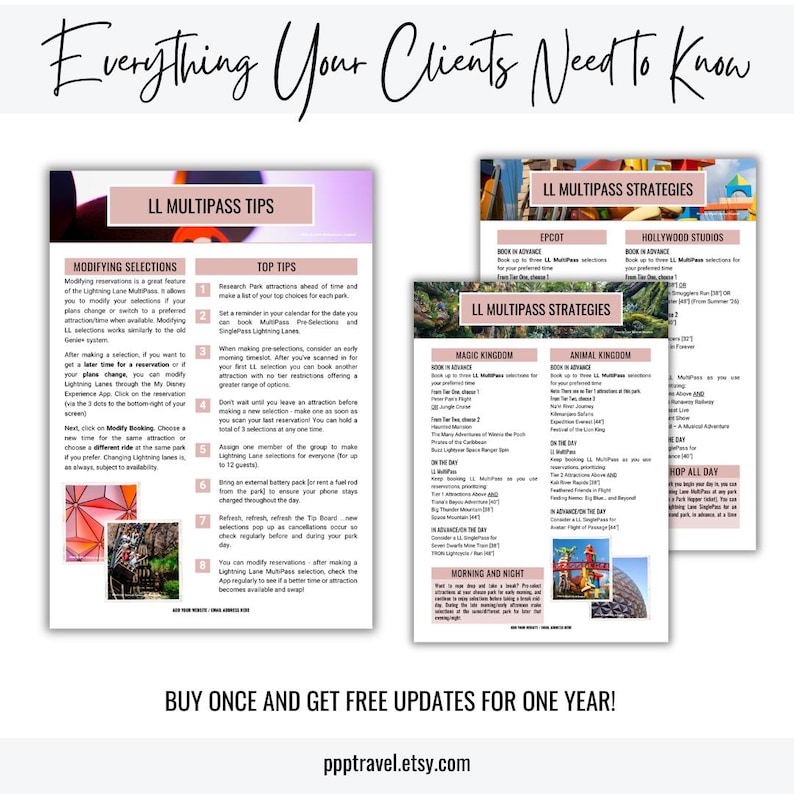Disney World Lightning Lane Guide - Travel Agent Editable Template ...