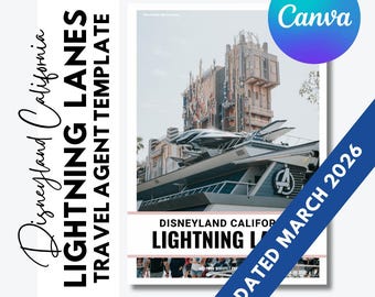 Disneyland Lightning Lanes Guide - Travel Agent Editable Template - FREE updates for 1 year - Updated March 2026