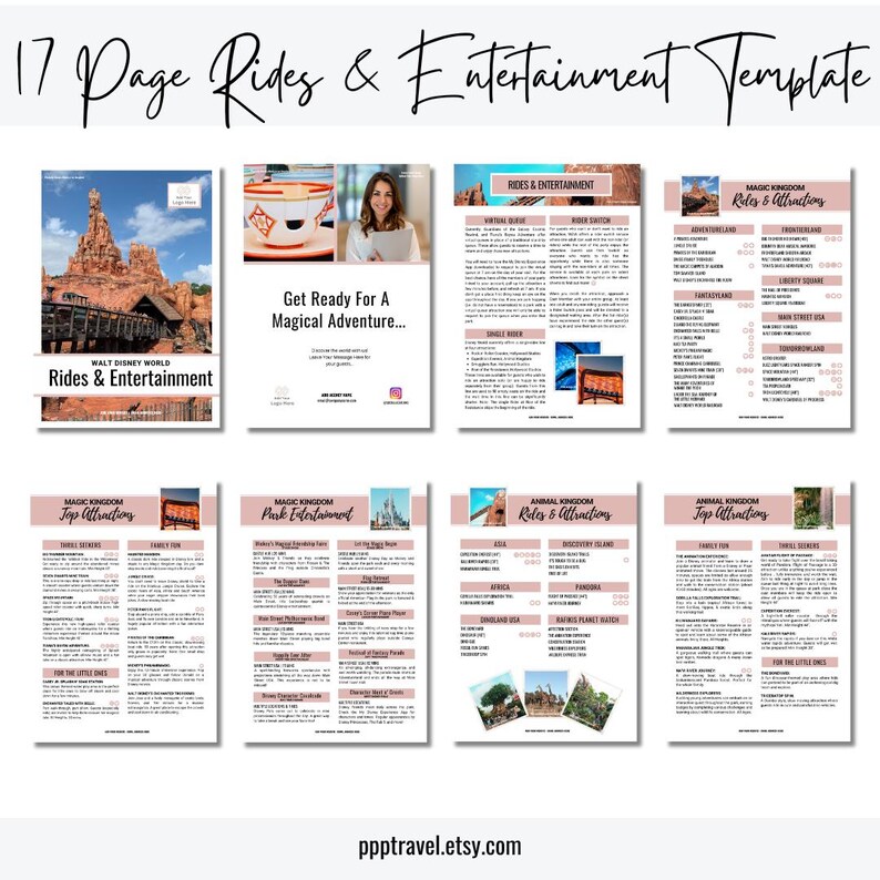 Disneyworld 3 Editable Template Bundle - Rides & Entertainemnt, Dining ...