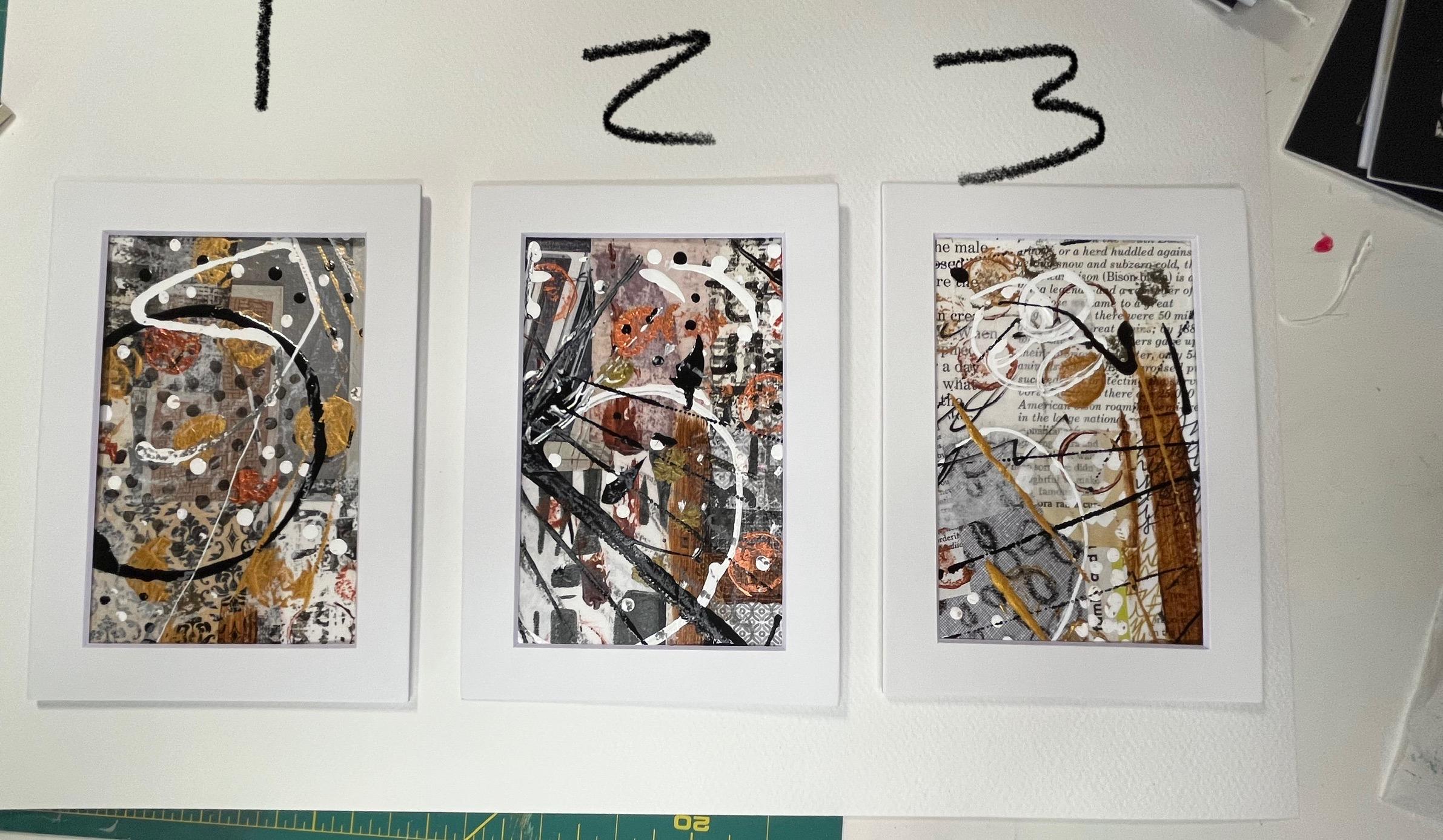 Autumn Mixed Media Abstract Art 5x7 ready to frame (white matboard)