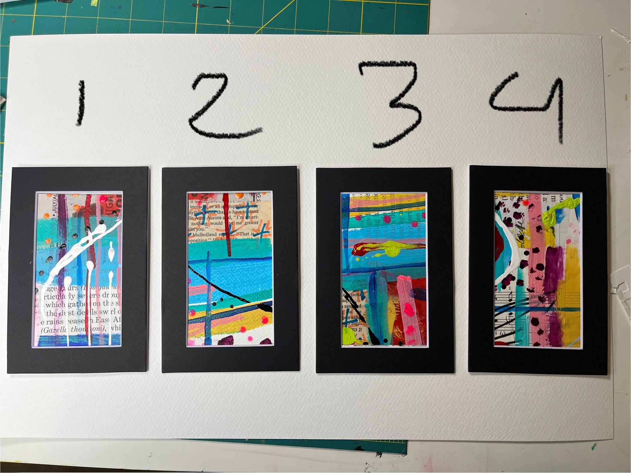 Small Mixed Media Abstract Art 4x6 ready to frame