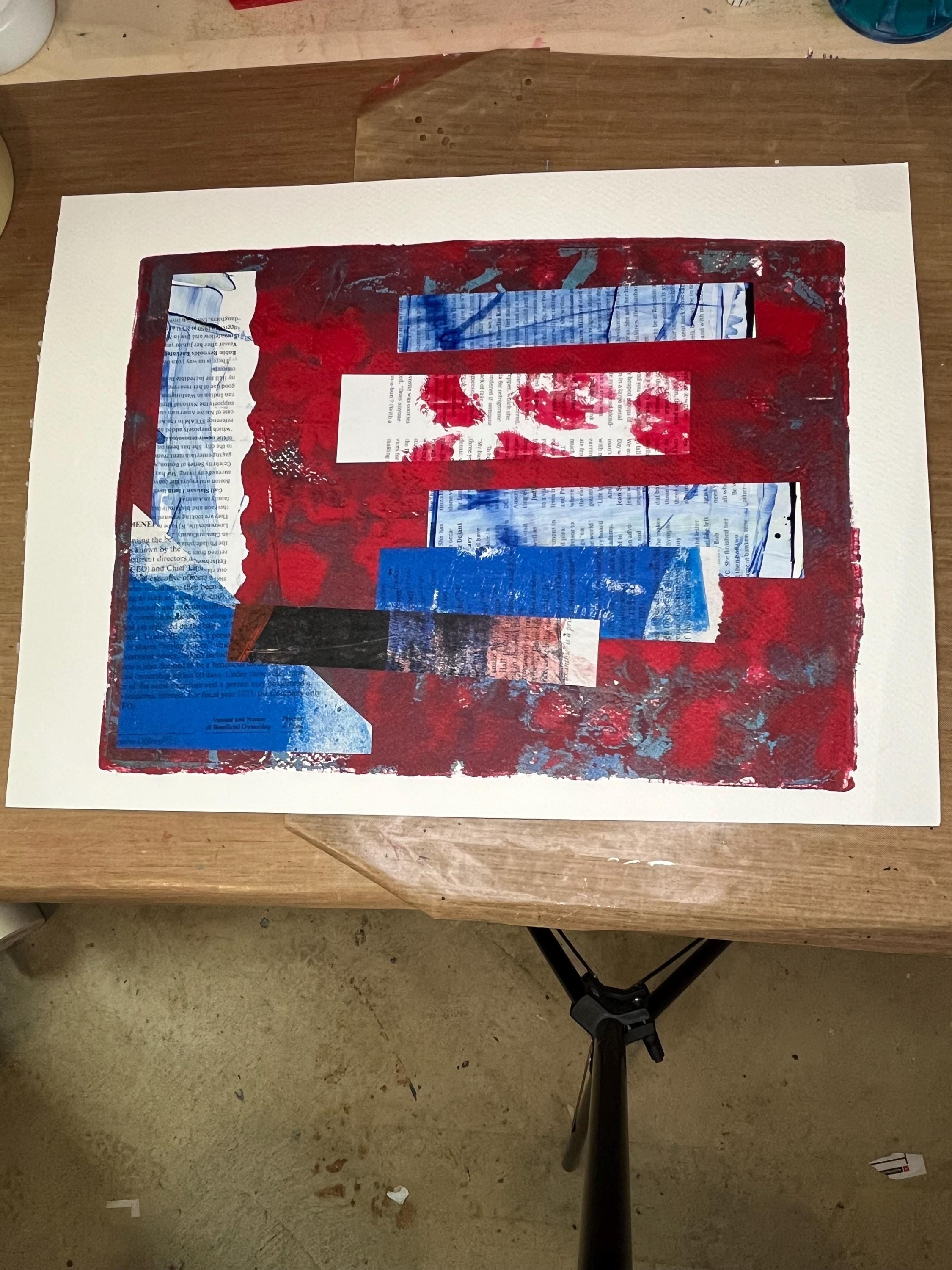 Red and blue 3 abstract collage