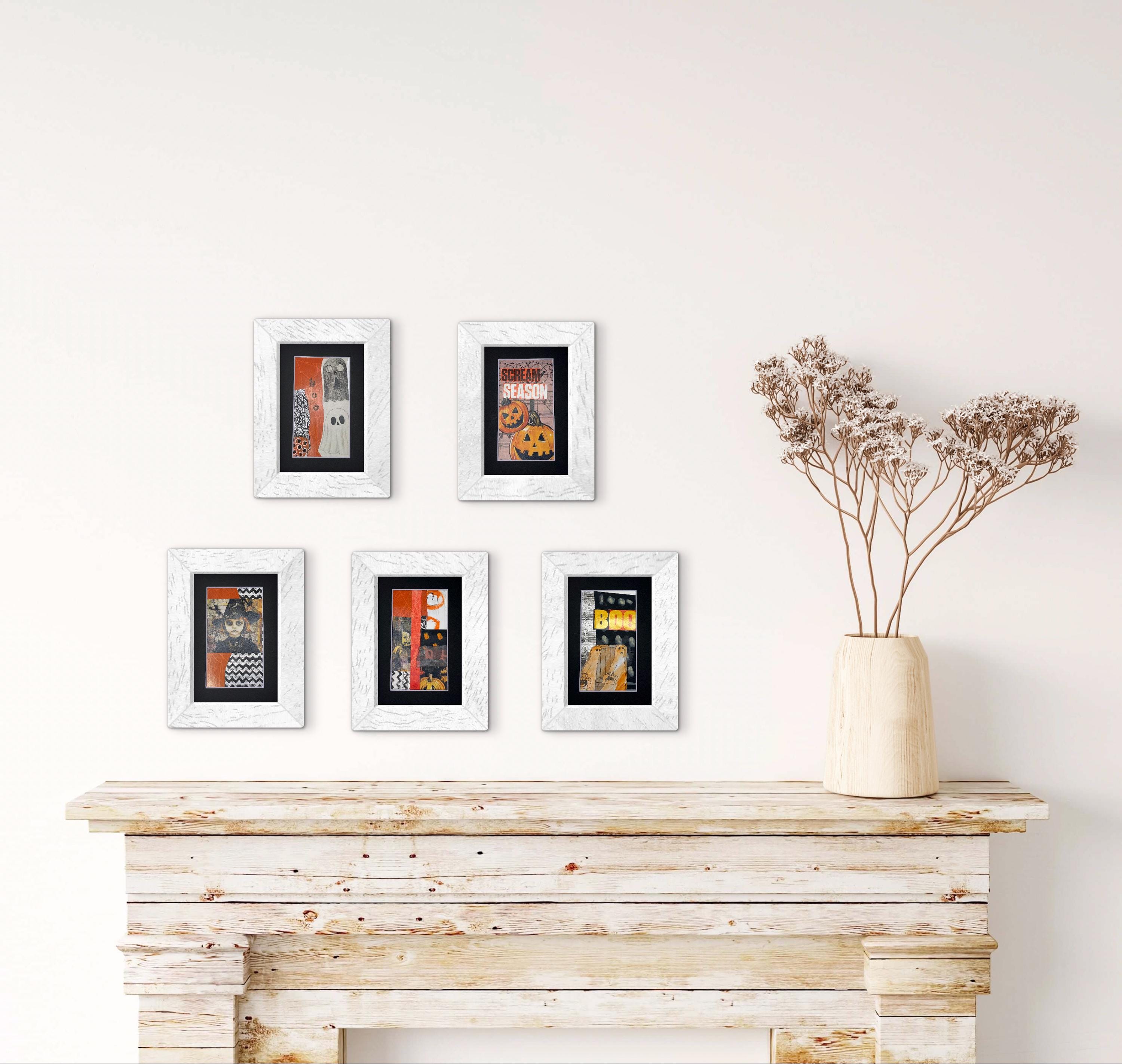 Halloween Mixed Media Abstract Art 4x6 ready to frame