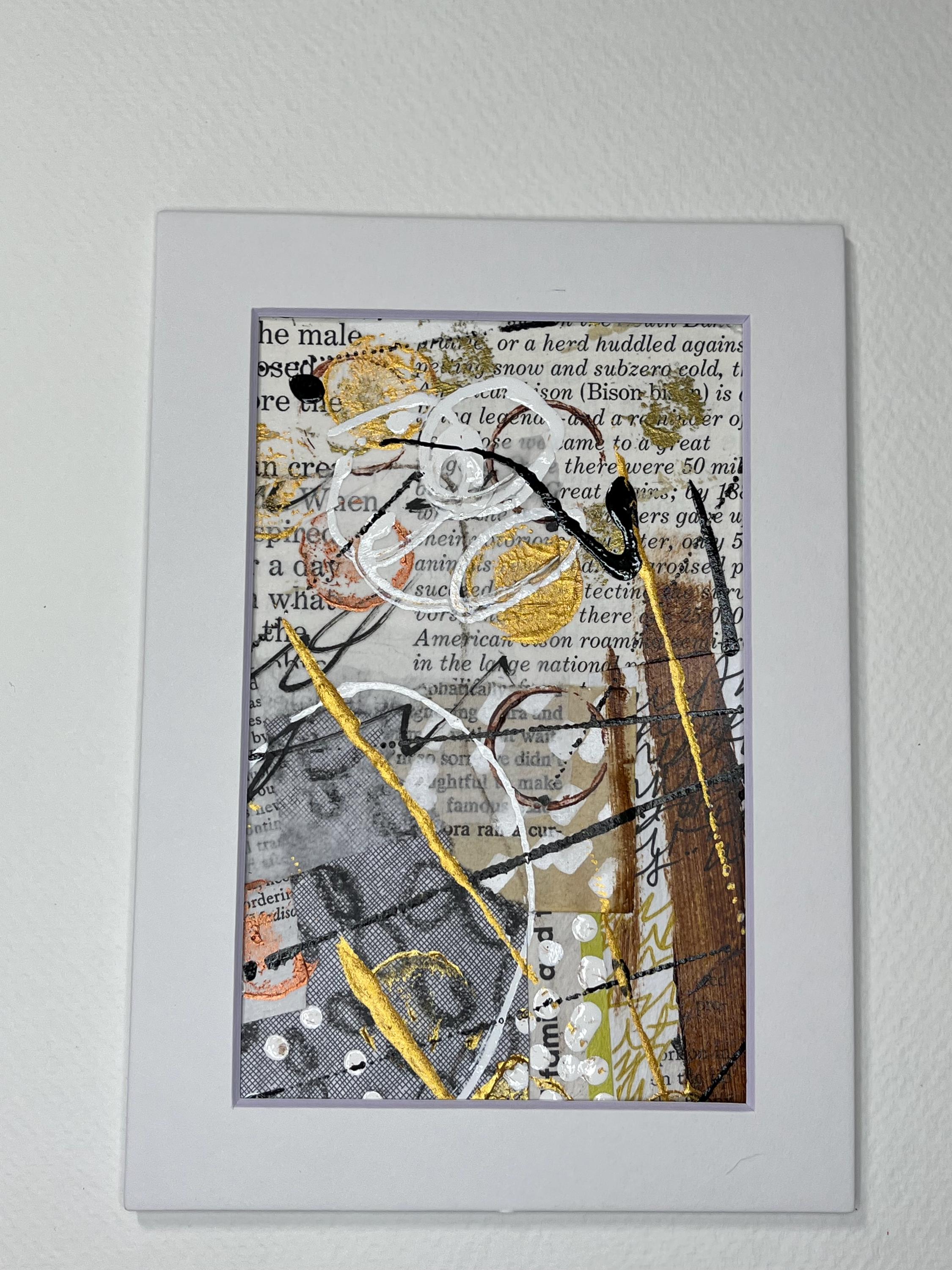 Autumn Mixed Media Abstract Art 5x7 ready to frame (white matboard) - Thumbnail 5